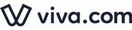 Logo di viva.com con un design moderno e minimalista in nero su sfondo bianco.